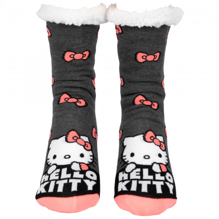 Hello Kitty Bow Pattern Women's Fuzzy Socks
